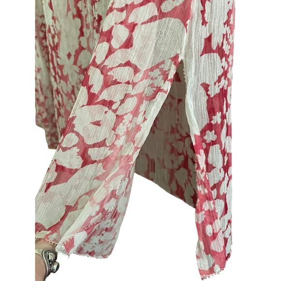 Elie Tahari Floral Sheer Silk Long Sleeve Tunic Blouse Swim Cover Small - Picture 10 of 13